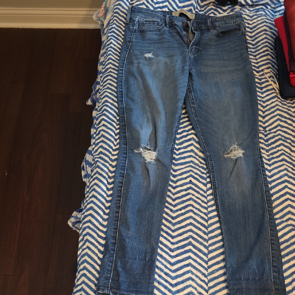 Hollister Blue Distressed Skinny Jeans